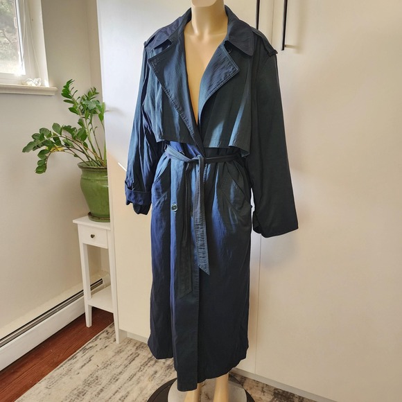 Jackets & Blazers - Forecaster of Boston Blue Green Iridescent Trench Coat Removable Liner 13/14